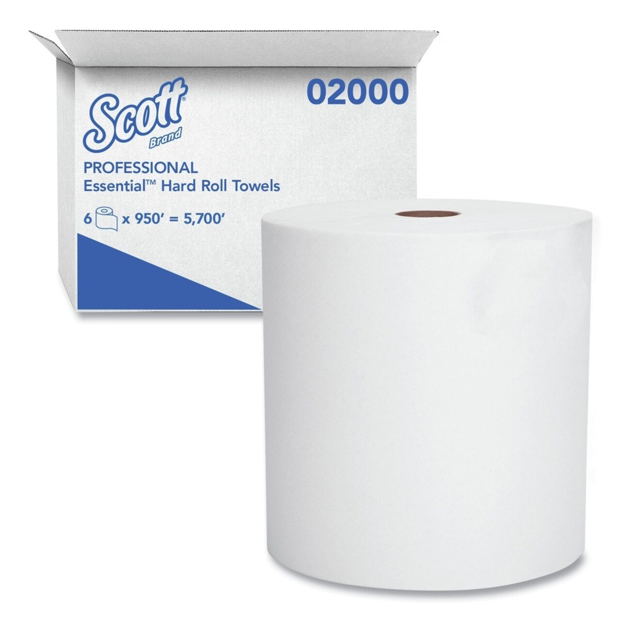 Scott 8 in. x 950 ft. 1.75 in. Core 1-Ply Essential High Capacity Hard Roll Towels - White (6 Rolls/Carton)